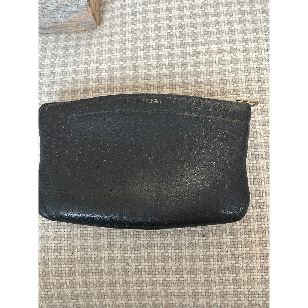Vintage 1940s‎ Rogers Air Tite Black sheepskin Zippered Tobacco Pouch